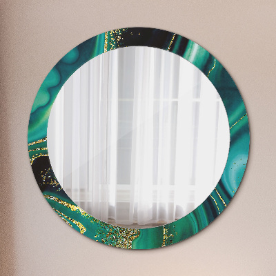 Miroir rond avec décoration Marbre émeraude