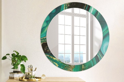 Miroir rond avec décoration Marbre émeraude