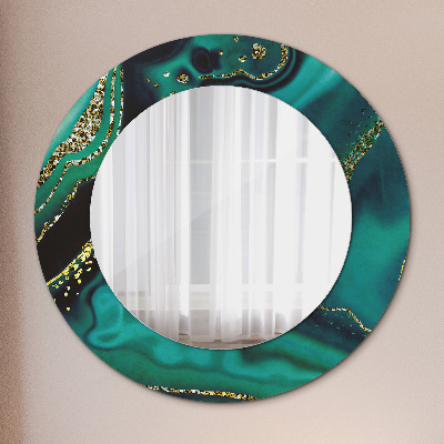 Miroir rond avec décoration Marbre émeraude