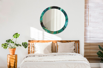 Miroir rond avec décoration Marbre émeraude