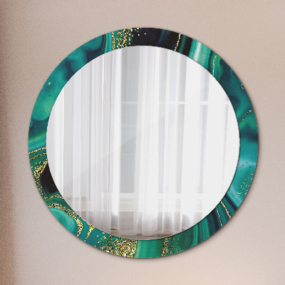 Miroir rond avec décoration Marbre émeraude