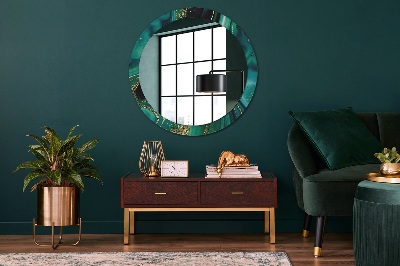Miroir rond avec décoration Marbre émeraude