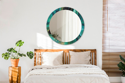Miroir rond avec décoration Marbre émeraude