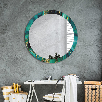 Miroir rond avec décoration Marbre émeraude