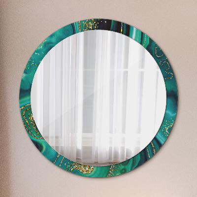 Miroir rond avec décoration Marbre émeraude