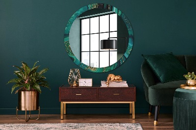 Miroir rond avec décoration Marbre émeraude
