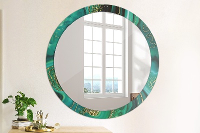 Miroir rond avec décoration Marbre émeraude