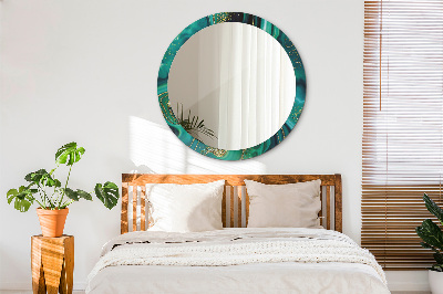 Miroir rond avec décoration Marbre émeraude