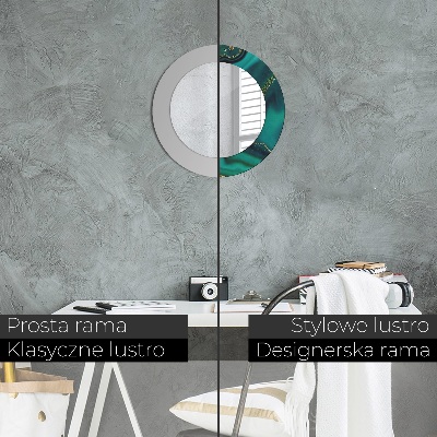 Miroir rond avec décoration Marbre émeraude
