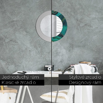 Miroir rond avec décoration Marbre émeraude