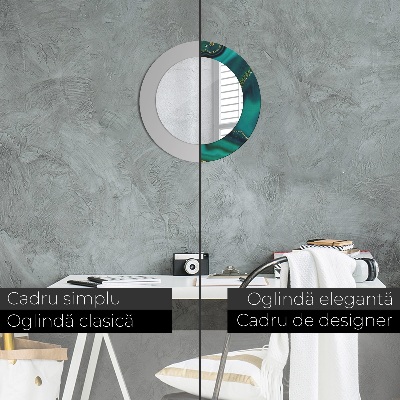 Miroir rond avec décoration Marbre émeraude