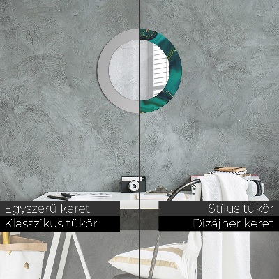 Miroir rond avec décoration Marbre émeraude