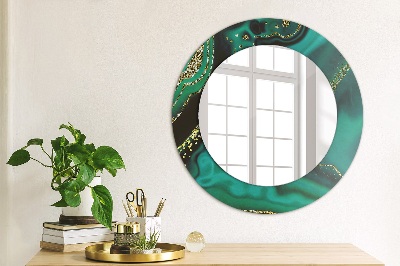 Miroir rond avec décoration Marbre émeraude