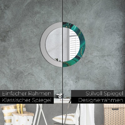 Miroir rond avec décoration Marbre émeraude