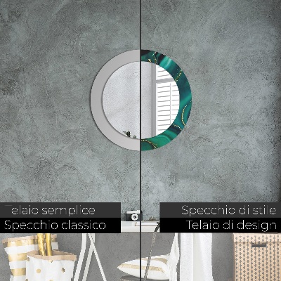 Miroir rond avec décoration Marbre émeraude