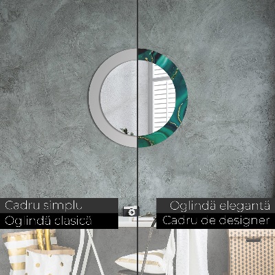 Miroir rond avec décoration Marbre émeraude