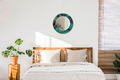 Miroir rond avec décoration Marbre émeraude