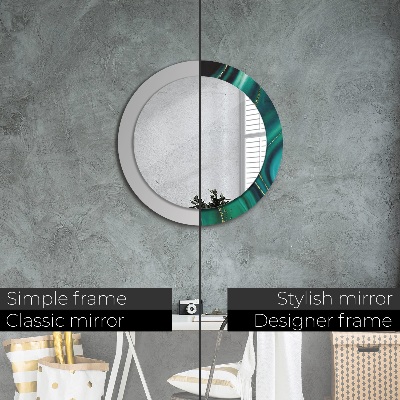 Miroir rond avec décoration Marbre émeraude
