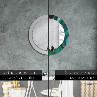 Miroir rond avec décoration Marbre émeraude