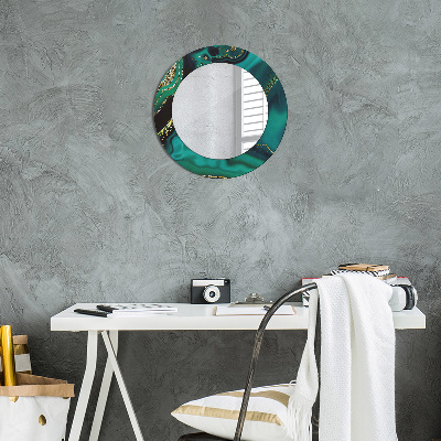 Miroir rond avec décoration Marbre émeraude