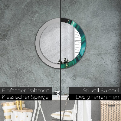 Miroir rond avec décoration Marbre émeraude