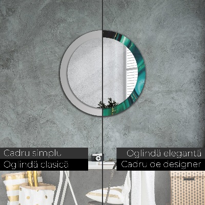 Miroir rond avec décoration Marbre émeraude