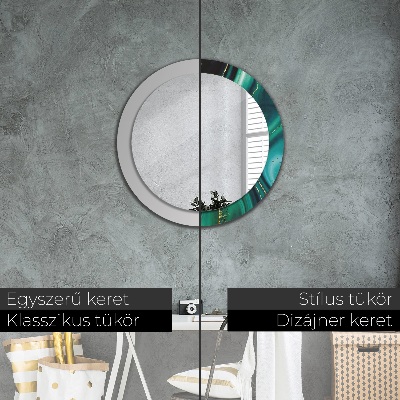 Miroir rond avec décoration Marbre émeraude