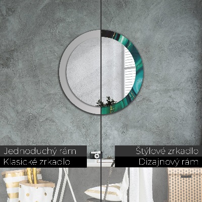 Miroir rond avec décoration Marbre émeraude