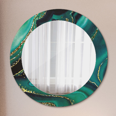 Miroir rond avec décoration Marbre émeraude