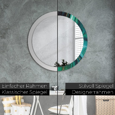 Miroir rond avec décoration Marbre émeraude