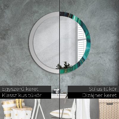 Miroir rond avec décoration Marbre émeraude