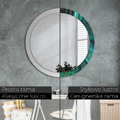 Miroir rond avec décoration Marbre émeraude