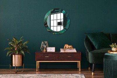 Miroir rond avec décoration Marbre émeraude