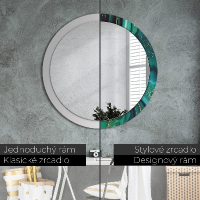 Miroir rond avec décoration Marbre émeraude