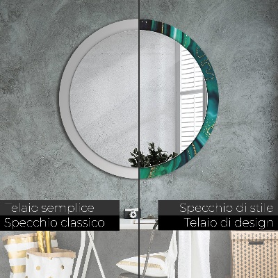 Miroir rond avec décoration Marbre émeraude