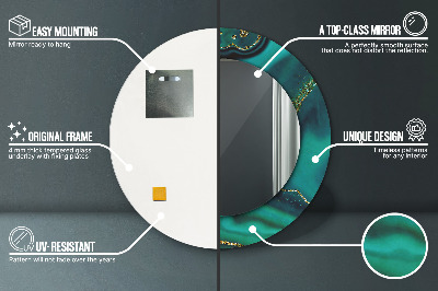 Miroir rond avec décoration Marbre émeraude