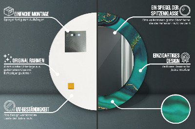 Miroir rond avec décoration Marbre émeraude