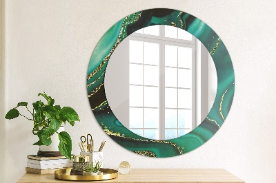 Miroir rond avec décoration Marbre émeraude