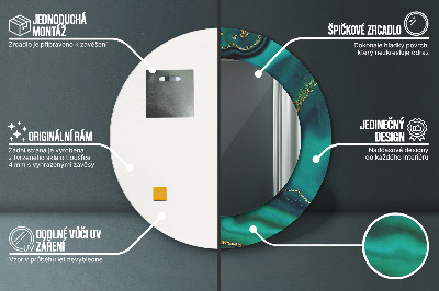 Miroir rond avec décoration Marbre émeraude