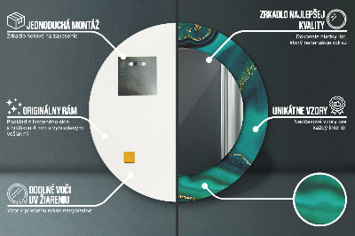 Miroir rond avec décoration Marbre émeraude