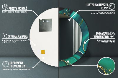 Miroir rond avec décoration Marbre émeraude
