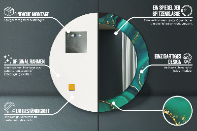 Miroir rond avec décoration Marbre émeraude