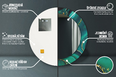 Miroir rond avec décoration Marbre émeraude