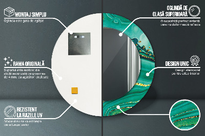 Miroir rond imprimé Marbre jaspe agate