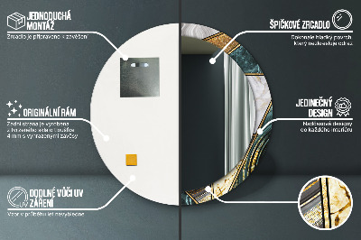 Miroir rond avec décoration Marbre agate et or