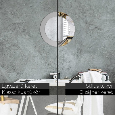 Miroir rond avec décoration Marbre agate et or
