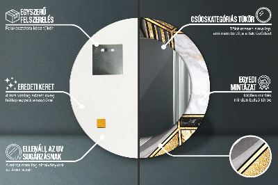 Miroir rond avec décoration Marbre agate et or