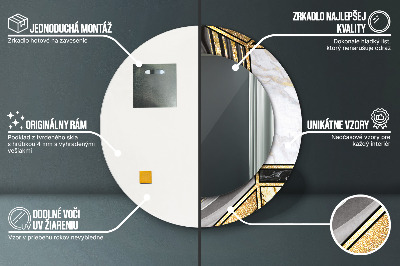 Miroir rond avec décoration Marbre agate et or