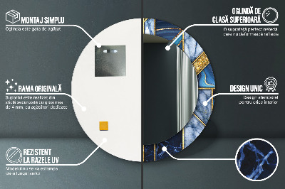 Miroir rond imprimé Marbre moderne
