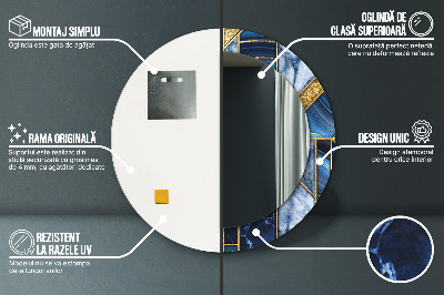 Miroir rond imprimé Marbre moderne